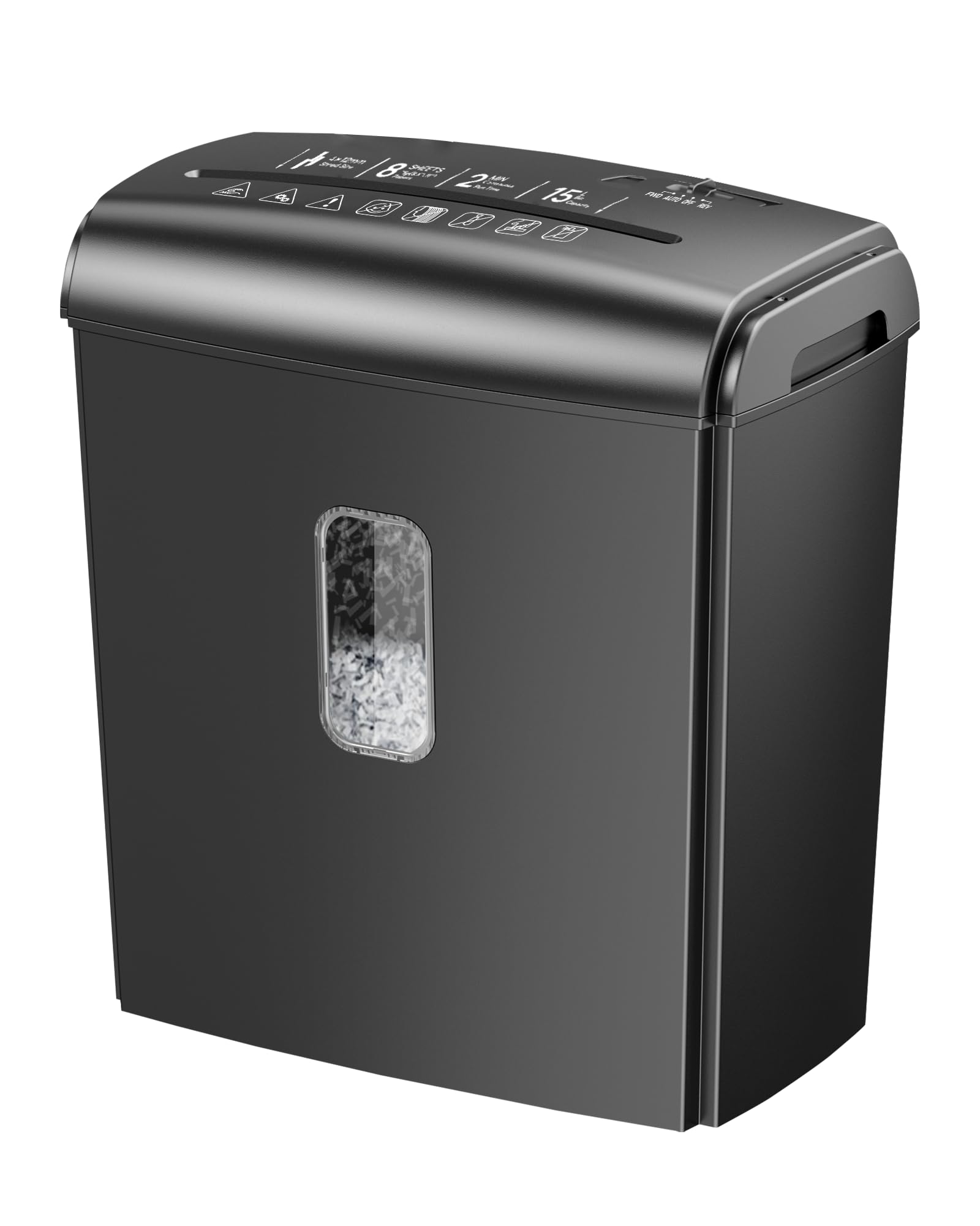 201-sheet auto feed micro-cut paper shredder p-5 high security 85 gallon bin 60-min run 10-sheet manual feed with casters