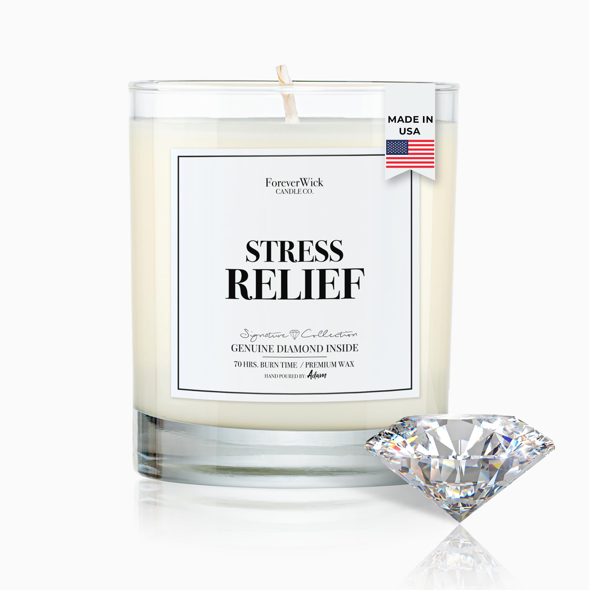 Foreverwick Stress Relief Candle | Diamond Candle Gift | Relaxing Scent | Aromatherapy for Bath, Destress & Clearance | Strong Scented Candles for Decor | 14 oz & 70 Hours Burning Time