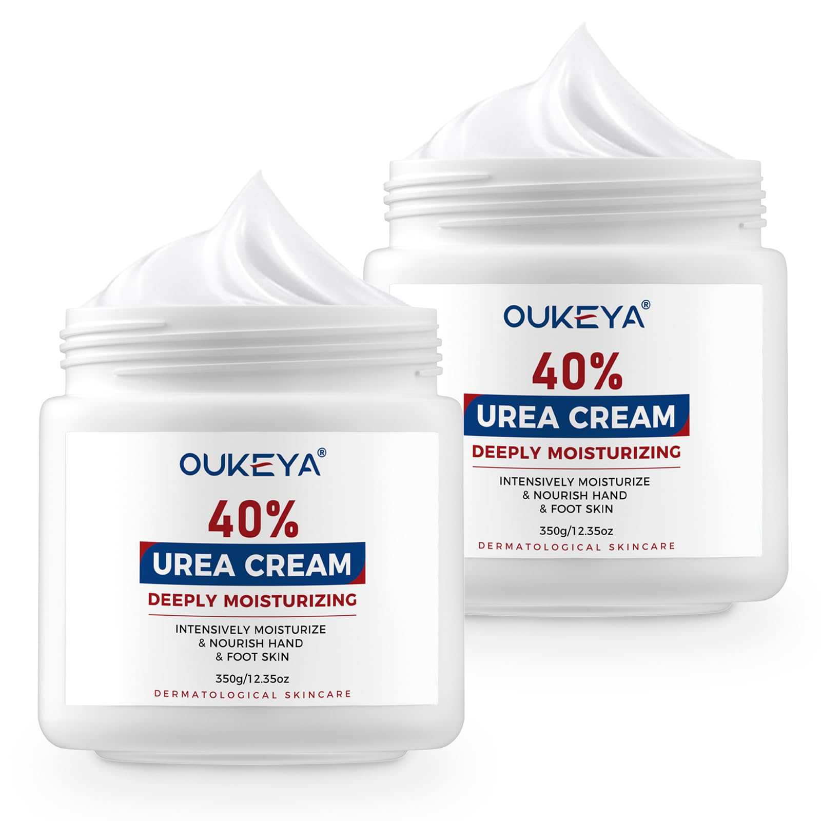 OUKEYA Urea Cream 40 Percent, Foot & Hand Cream for Dry Cracked, Urea Lotion for Feet Maximum Strength(12.35Oz X 2 Packs)