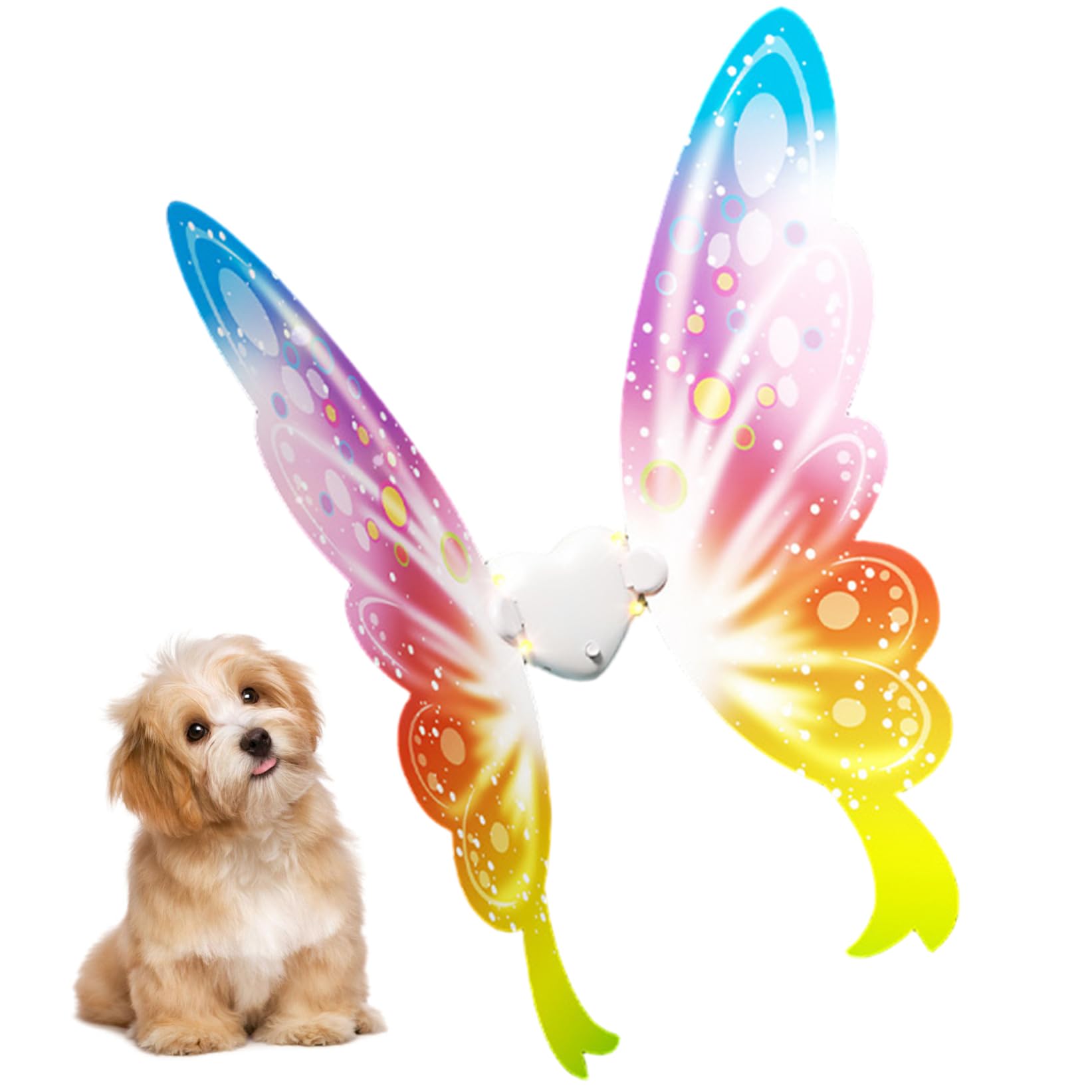 Jorzer Aile de Papillons Brillante, Aile légère légère avec des lumières LED et de la Musique pour Le Costume Chien Costume pour Enfants Lumineux Back Back Toy Little Girl Electric Move.