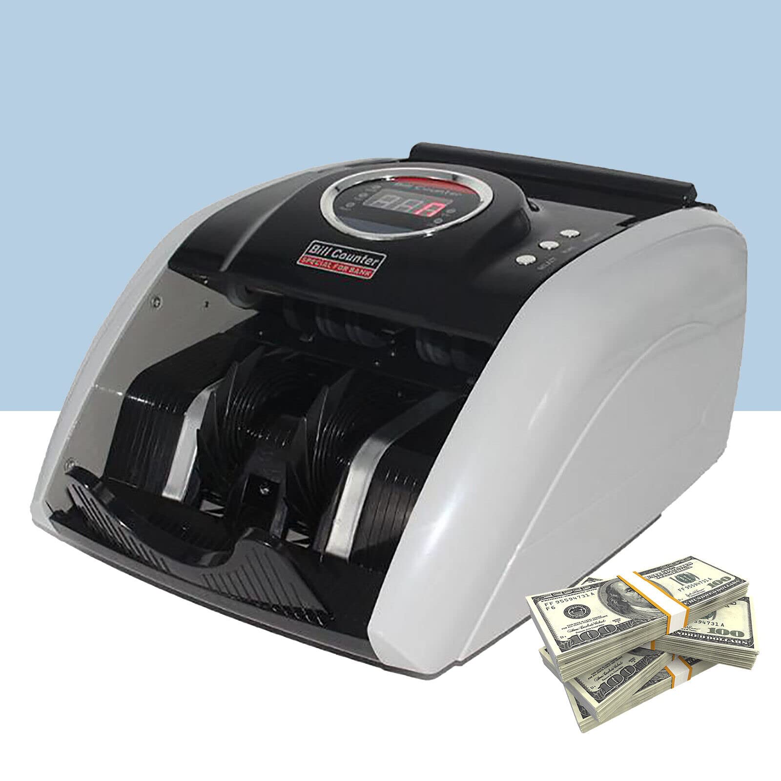 Contapoldi, 220 V, professionale, con display LED, 900 pezzi/min, con funzione di rilevamento UV/MG, dispositivo di controllo rapido delle banconote, nero