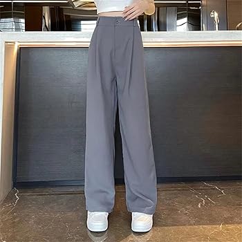 VMAKBUWIS Women High Waisted Trousers Wide Leg Straight Leg