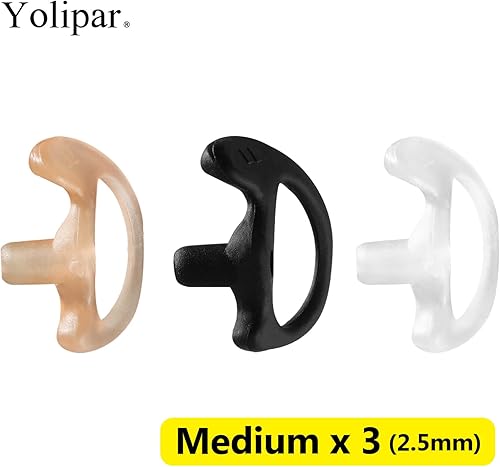 Miniatura 3 de Yolipar Eardud de silicona suave de repuesto para walkie talkie, kit de audio de tubo acústico de aire (tres colores, mediano, 3 pares))