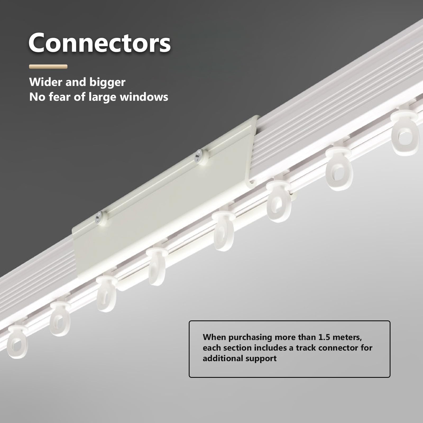 Rail à Rideaux en Aluminium Robuste, Rails de séparation de pièce, Montage Plafond/Mur, Glissement Silencieux et Fluide, pour Plus d'intimité dans Les pièces Ouvertes (Blanc, 200 cm/6,5 pi (