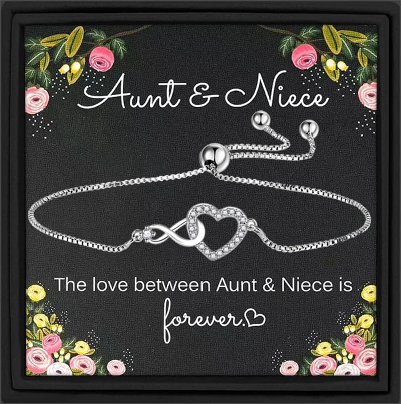 MASALADI Aunt & Niece Heart Bracelet,Bracelets for Aunt and Niece,Gift from Niece, Aunt Niece Gift, Christmas Gift, Birthday