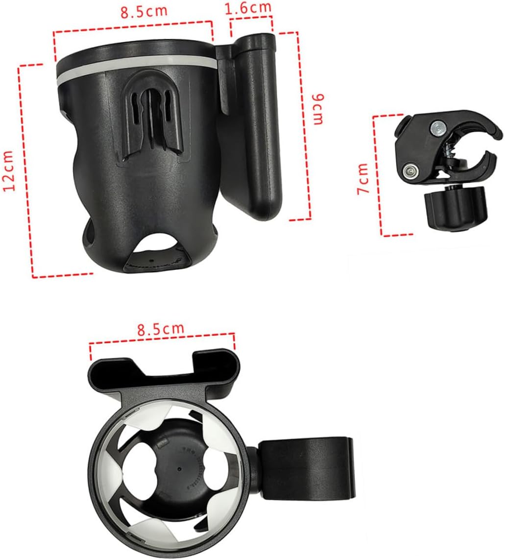 Vaguelly Sturdy Abs Stroller Cup Holder with Phone Holder Bottle Rack Easy No-Tool Installation for Strollers and Pushchairs