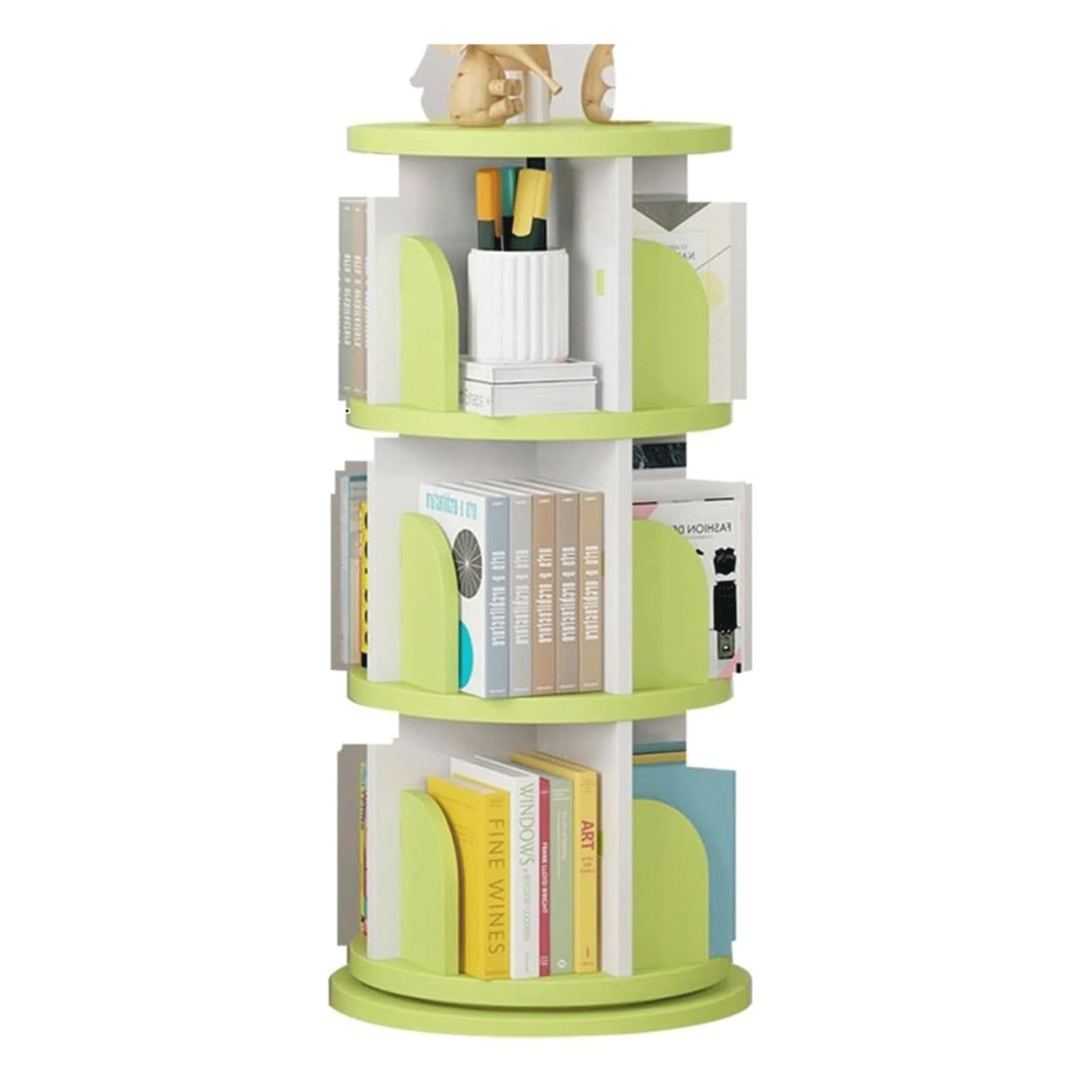 Libreria girevole a 360° con grande capacità, mobile perfetto per la casa, riviste, libri illustrati per bambini, libreria flessibile e semplice (verde, 50,5 x 97 cm)