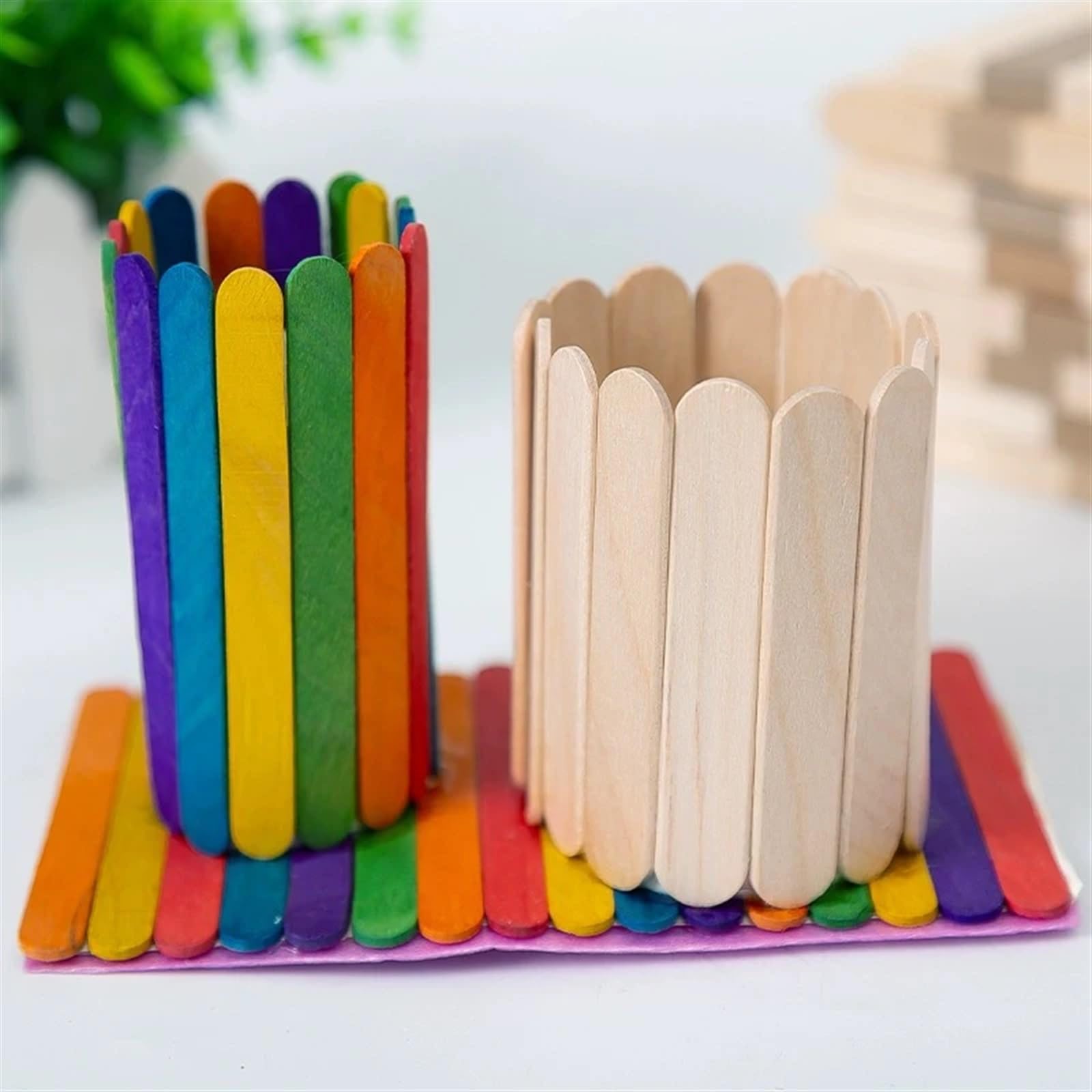 palos de madera hechos a mano, 500 palitos de helado madera for manualidades, ideales for fiestas y proyectos creativos(Mix Colors,11.5cm)