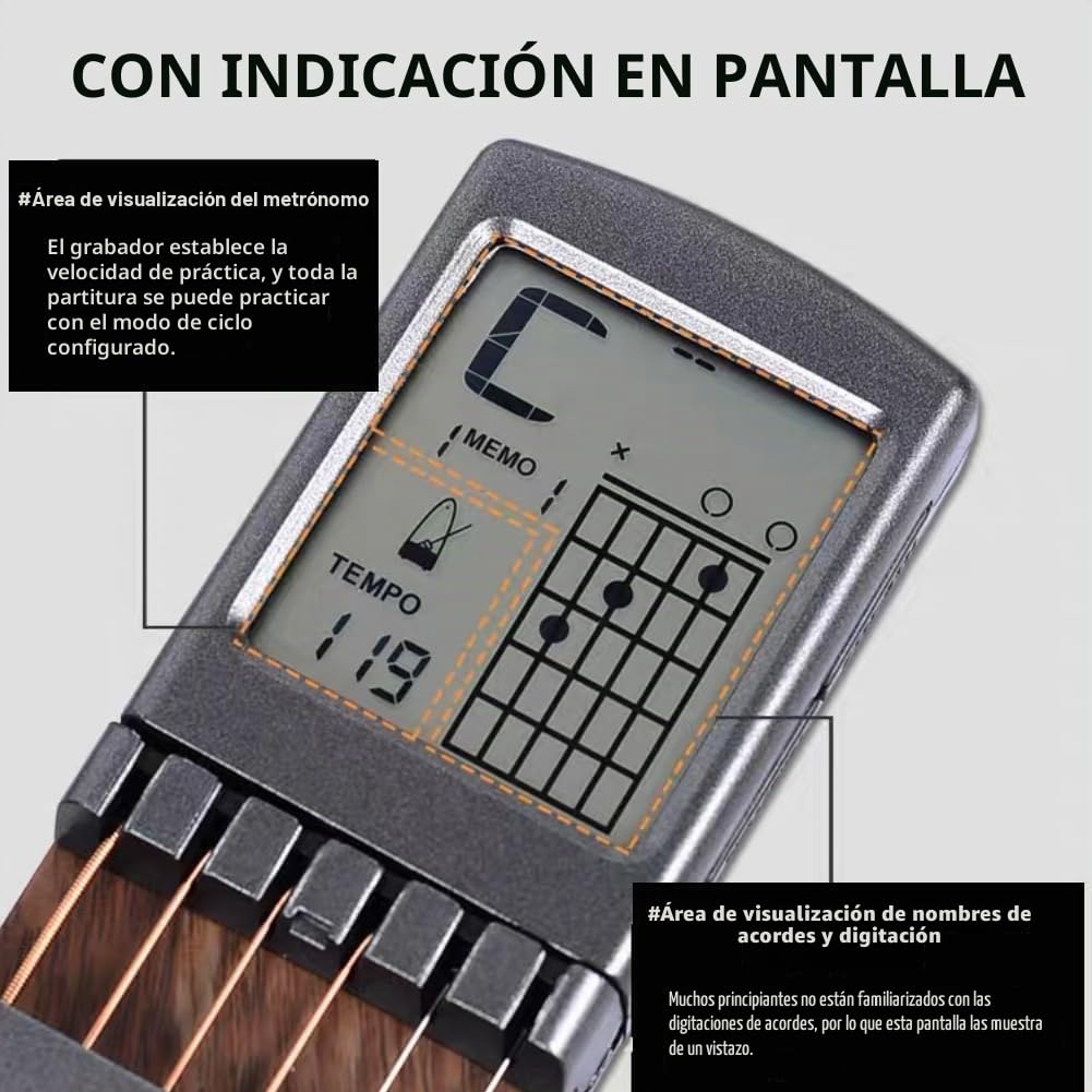 Alomejor Mini Guitarra de 6 Cuerdas Herramienta de práctica portátil portátil Entrenador de acordes de Bolsillo para Principiantes Finger 6 Fret Exercise