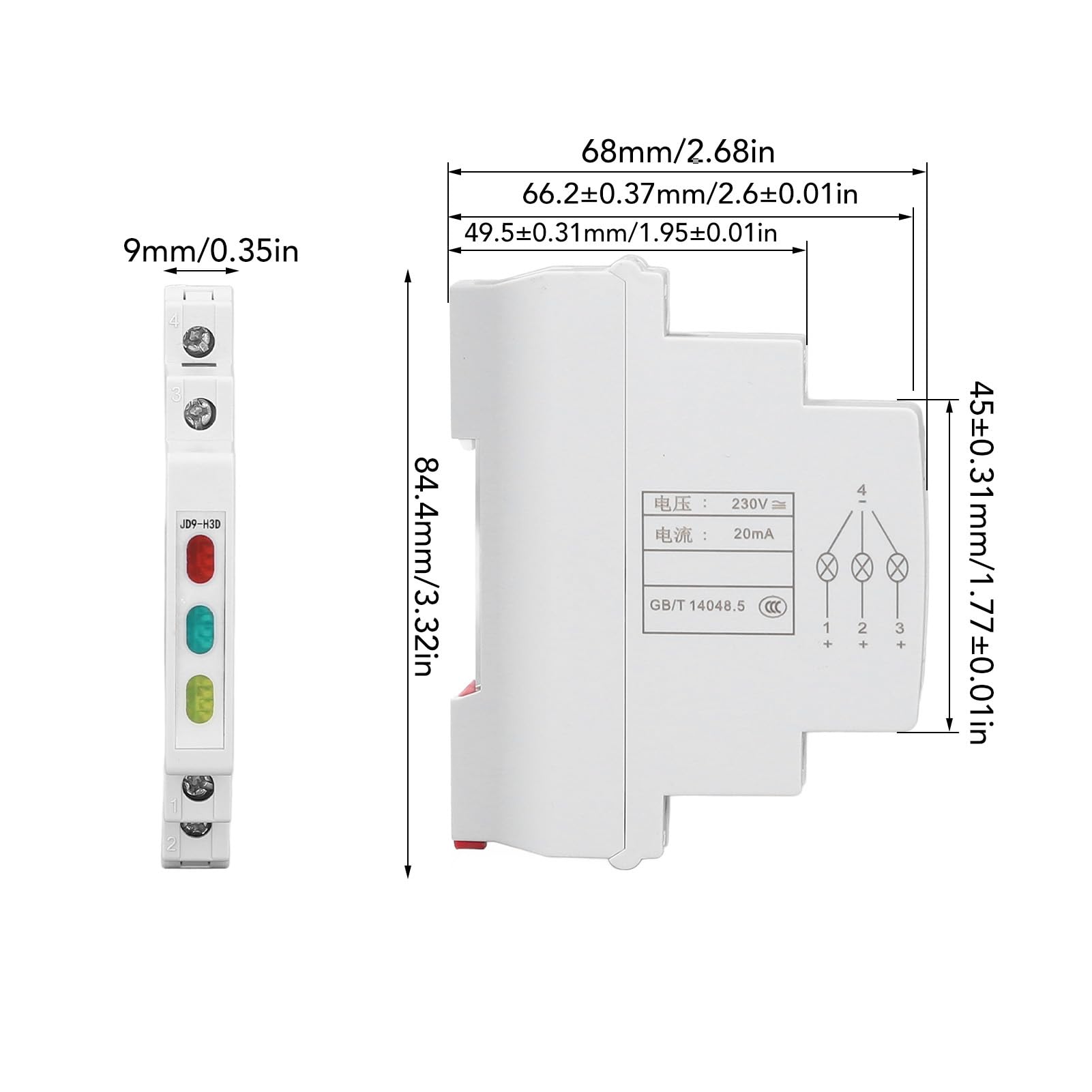 Wskaźnik LED Szyny 230 V AC/DC Lampka Sygnalizacyjna do Warsztatów PLC CNC, Emitująca Kolor Czerwony/żółty/zielony, Wielofunkcyjny Stycznik Rozrusznika Magnetycznego