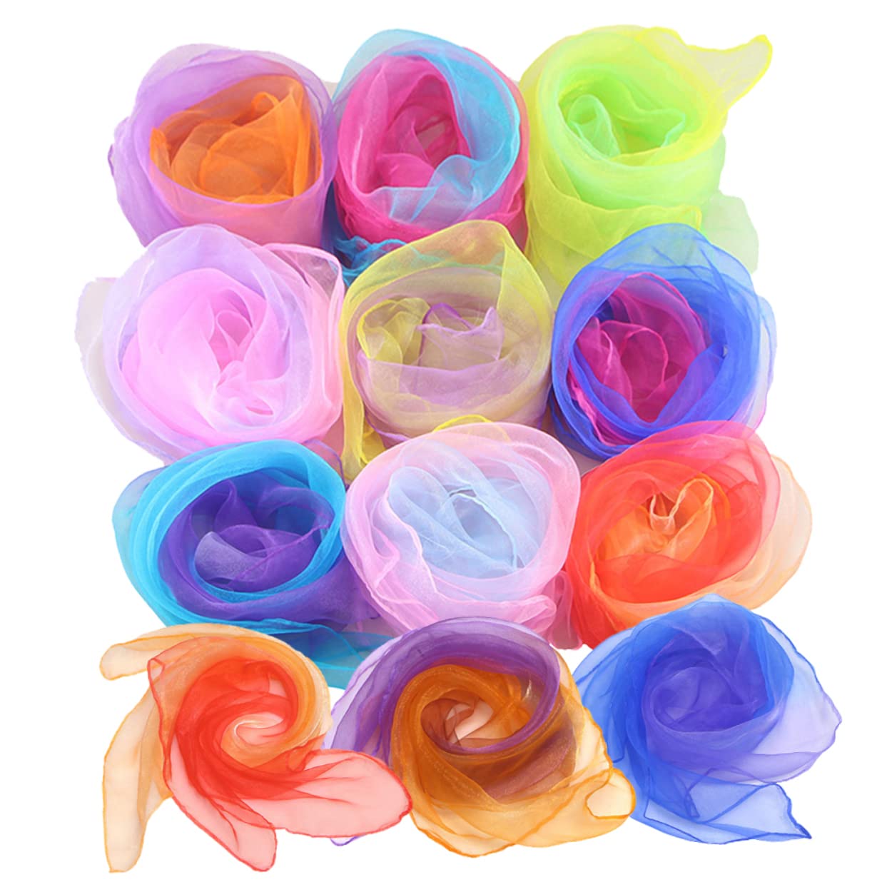 Didiseaon 6pcs Gradient Color Juggling Dance Scarves for Performance and Decoration Soft Gauze Scarves Random Colors for Dance Groups and Kindergarten Activities Random Color