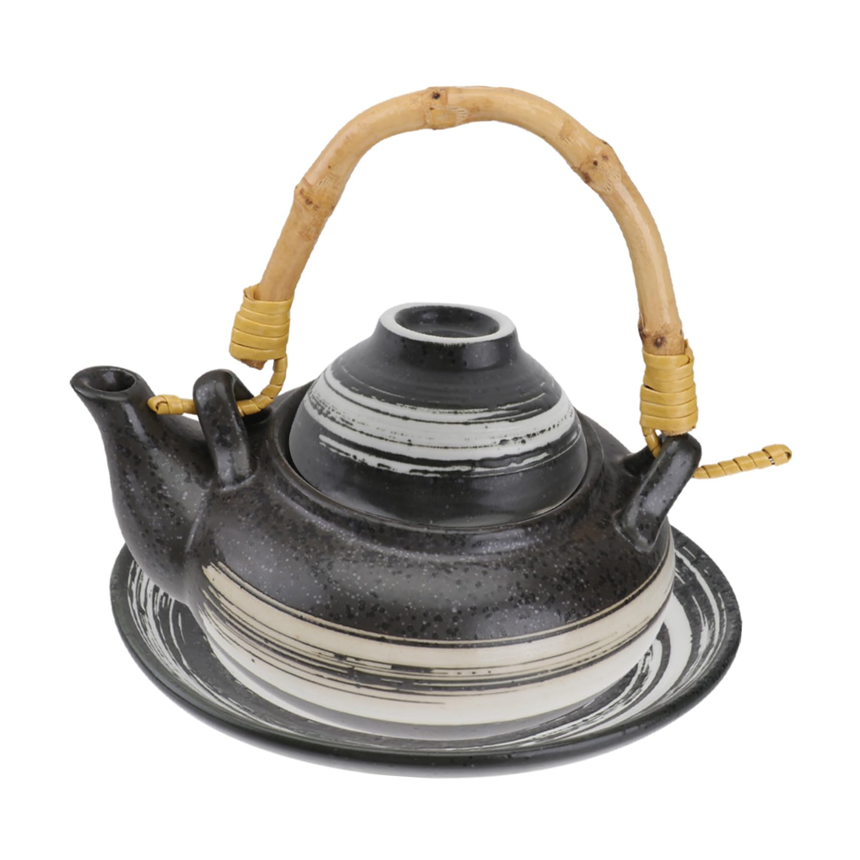 Tetera Pequeña de Cerámica 1 Juego Estilo Japonés | Plato y Taza, Fácil de Limpiar, Base Estable, Diseño Elegante y Excelente Acabado para Casa y Casa de Té Estilo Aleatorio