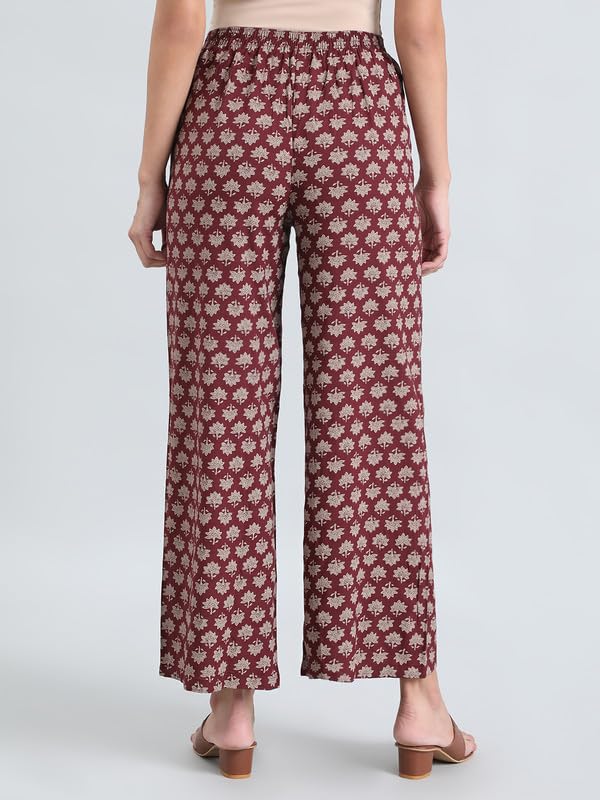 Image of GO COLORS Soft Viscose Printed Palazzo Full Length for Women| Breathable, Mid Rise