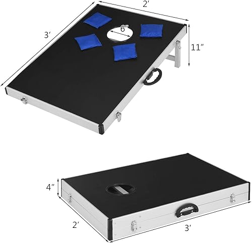 Miniatura 6 de Tangkula Juego de Cornhole para exteriores, tableros plegables de aluminio con 8 bolsas de maíz para adolescentes y adultos, bolsa de transporte,