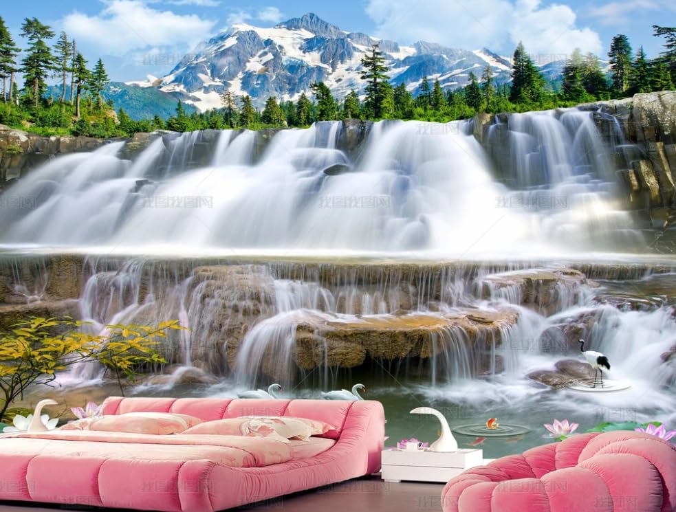 Papier peint intissé eau coulante cascade géante salon 150x105 cm