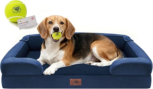 Miniatura 17 de Cama extra grande para perros, cama ortopédica XL de espuma viscoelástica lavable para perros grandes, sofá de mascotas impermeable con reposabrazos