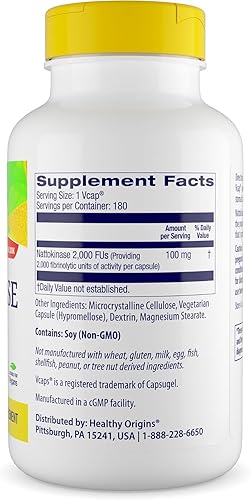 Miniatura 2 de Healthy Origins Nattokinase 2 000 Multi vitaminas FU 100 Mg 180 unidades 603573251604 paquete de de 1 1