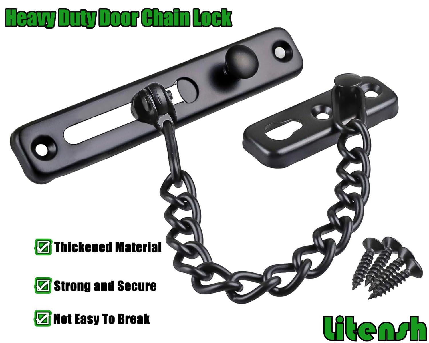 Serratura A Catena Per Porta Antifurto - Sicurezza Casa E Appartamento | Bloccaggio Con Barra Girevole Per Interni - Foto 6