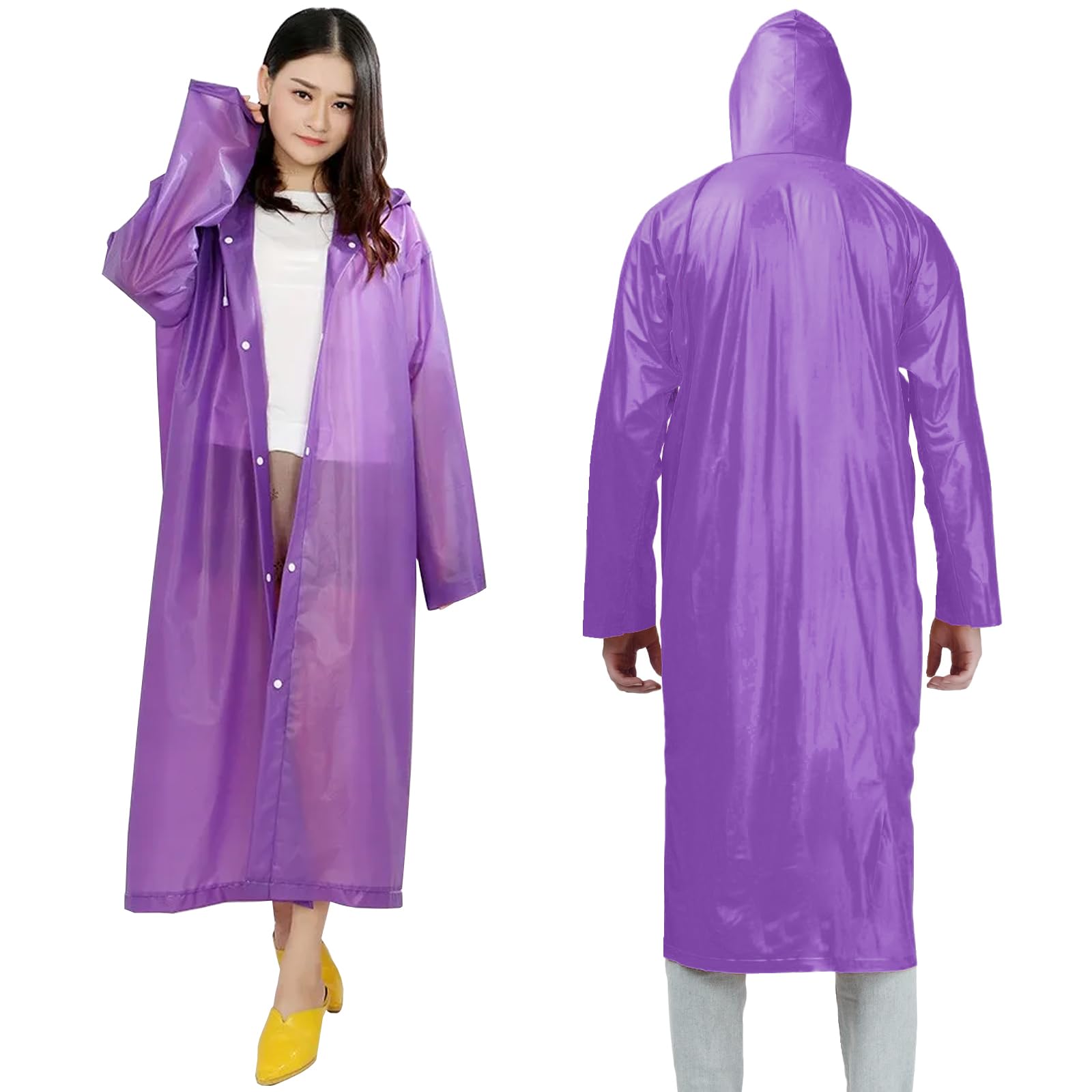 STEK Poncho Raincoat, Reusable Poncho Waterproof Adult EVA Raincoat with Hood & Sleeves, Lightweight Portable Rainmac for Travel, Camping, Festivals & Outdoor Use