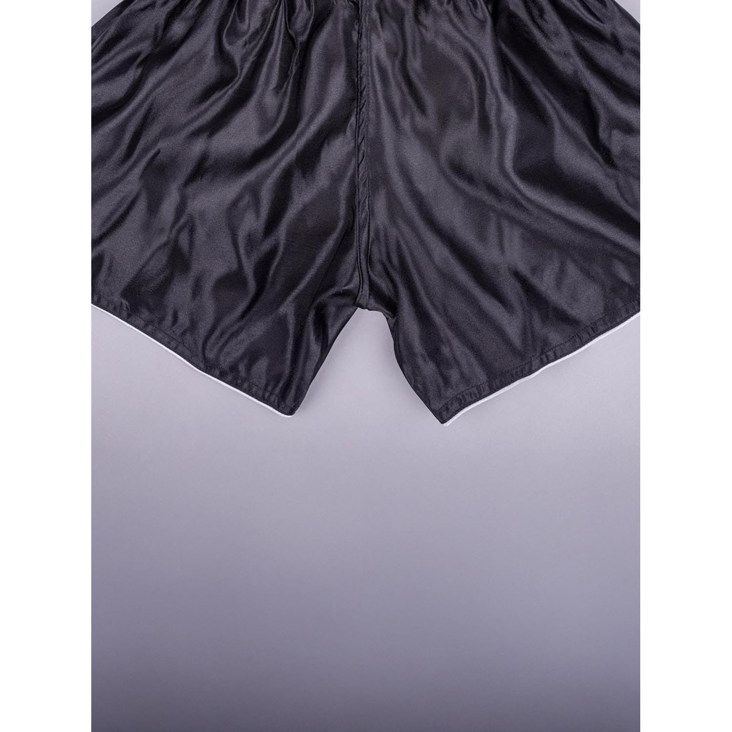 Muay Thai Shorts, Core, Schwarz, Kickboxhose für Training & Wettkampf, Thaibox Shorts Satin, Atmungsaktiv, Langlebig, Kampfsporthose für MMA, K1, Boxen, Thai Boxen
