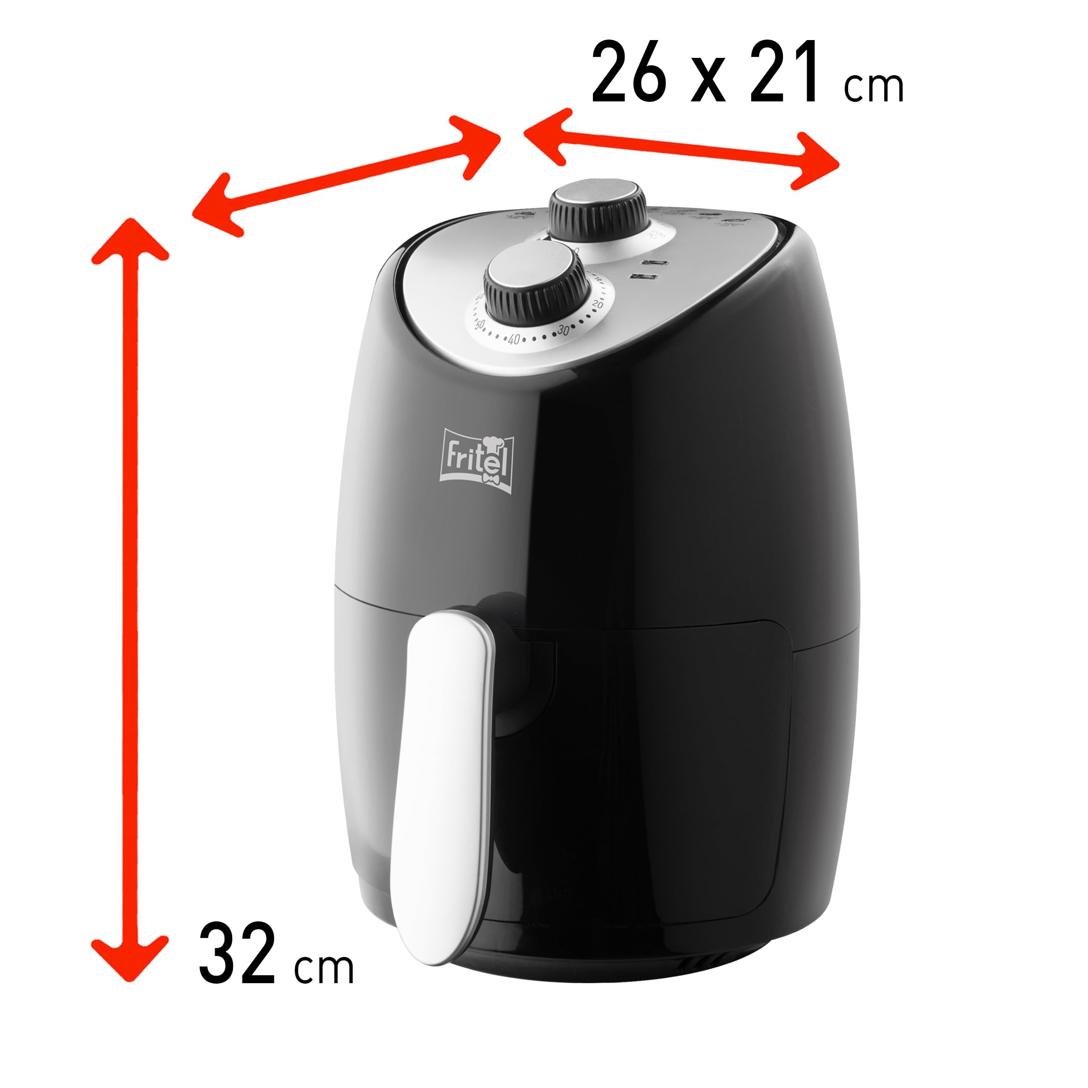 FRITEL Airfryer SnackTastic® 4202 – Heißluftfritteuse – 2 l – 1000 W – 1 bis 2 Pers. – Kompakt/Kleine Portionen - PFAS-frei – Singles & Studenten – Schwarz