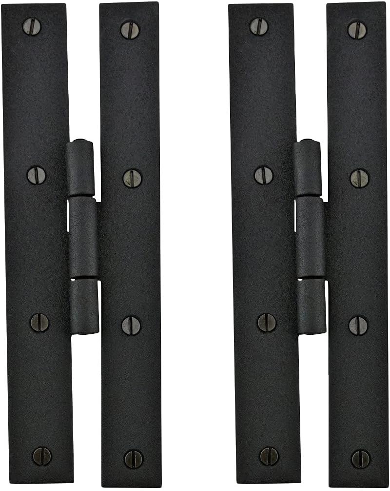 Renovators Supply Manufacturing H Cabinet Hinges 7 in. Black Wrought Iron Kitchen Cabinet Hinge with Hardware Pack of 2