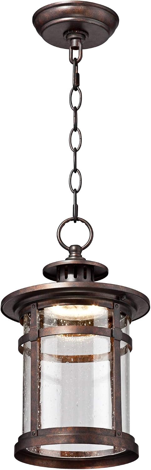 Flash Deals - 60% OFF Callaway Rustic Outdoor Ceiling Light Hanging Lantern LED Bronze 13 1/2 Clear Seedy Glass for Exterior Porch Patio - Franklin Iron Works