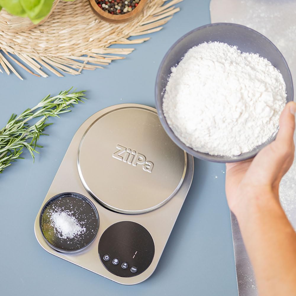 ZiiPa • Balance SEROLA Double Plateforme Précise • Jusqu’à 5kg • Multi-unités • Écran LCD • Récipient Inclus • Ultra Compacte