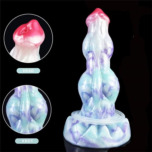 Miniatura 2 de Consolador de eyaculación grueso para perros con ventosa manos libres, consoladores de lobo realistas con eje de nudo doble grande y pequeño,