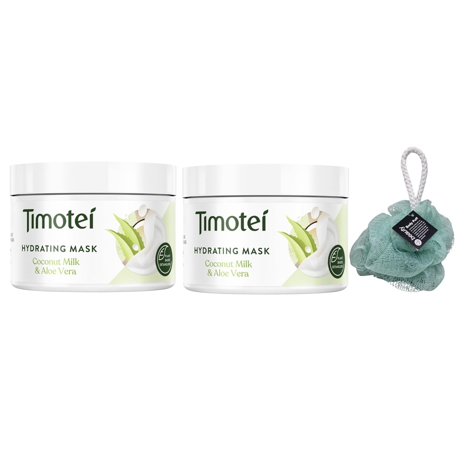 Coconut Milk & Aloe Vera Hydrating Mask By Ť įɱõţëį 300ML Twin Pack With Free Beauty Body Puff(Any Colour) - Image 4