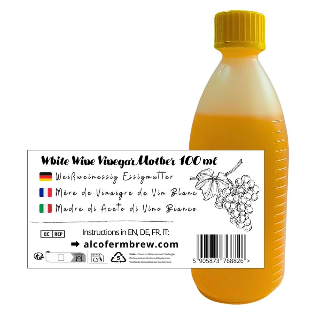 Mère de Vinaigre de Vin Blanc 100 ml - Culture Naturelle de Fermentation - Vinaigre Maison - Jusqu’à 50 L
