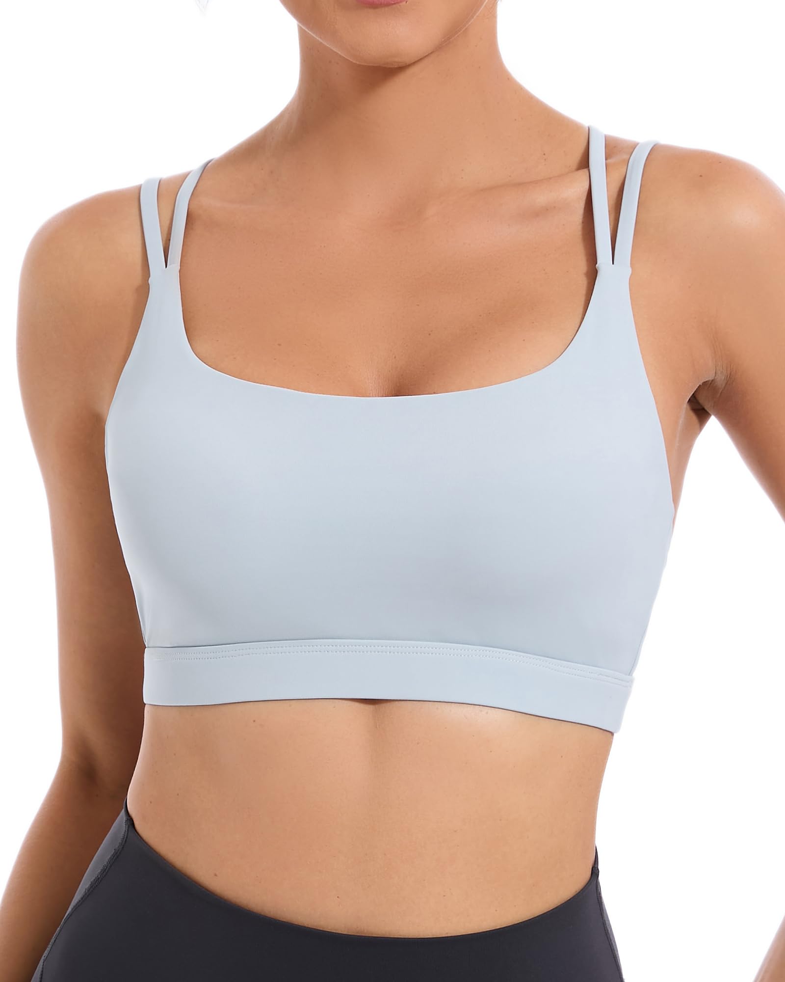 RUNNING GIRL High Impact Sports Bras for Women - Scoop Neck Strappy Sports Bra High Support Moulded Cup Workout Bra