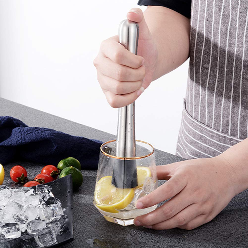 Gavigain Stainless Steel Ice Crushing Rod, Food Wine Mixing Bar Stick Muddler for Home Bar Use Cocktail Beverage
