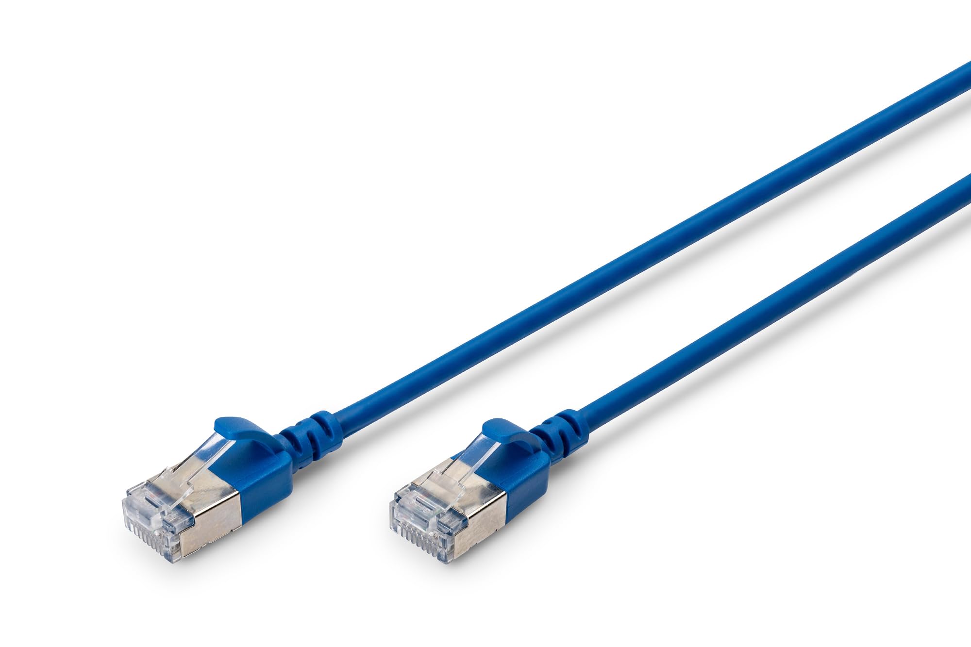 Digitus LAN cable Cat. 6A – 2m – slim version AWG 32/7 – 10 Gbit/s – RJ45 network cable – F/FTP – PoE+ – LSZH – Compatible with Cat. 7, Cat. 6, Cat. 5e – blue