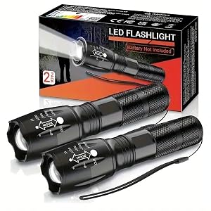 2 Pack LED Flashlights, Military Grade Portable 5 Modes 3000 High Lumens Led Waterproof Handheld Flashlight for Outdoor and Home Use(Batteries Not Included)