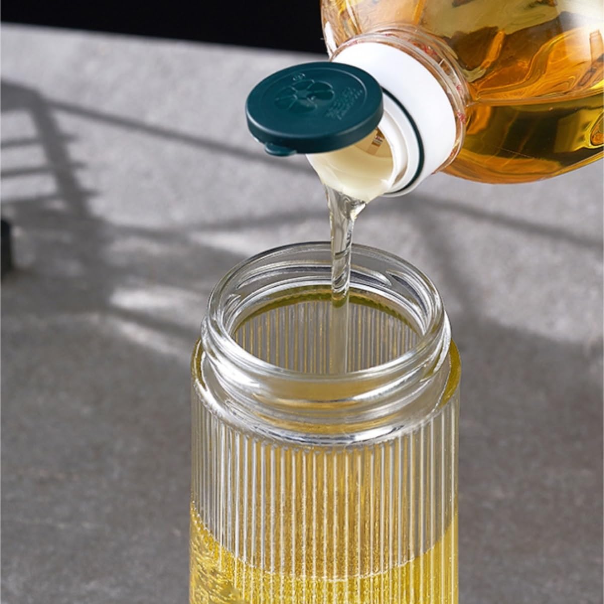 Set di 3 dispenser di olio in vetro, 22 cm, bottiglie di aceto e salsa di soia eleganti vasi per condimenti per cucinare design senza appendere, perfetto per chef domestici