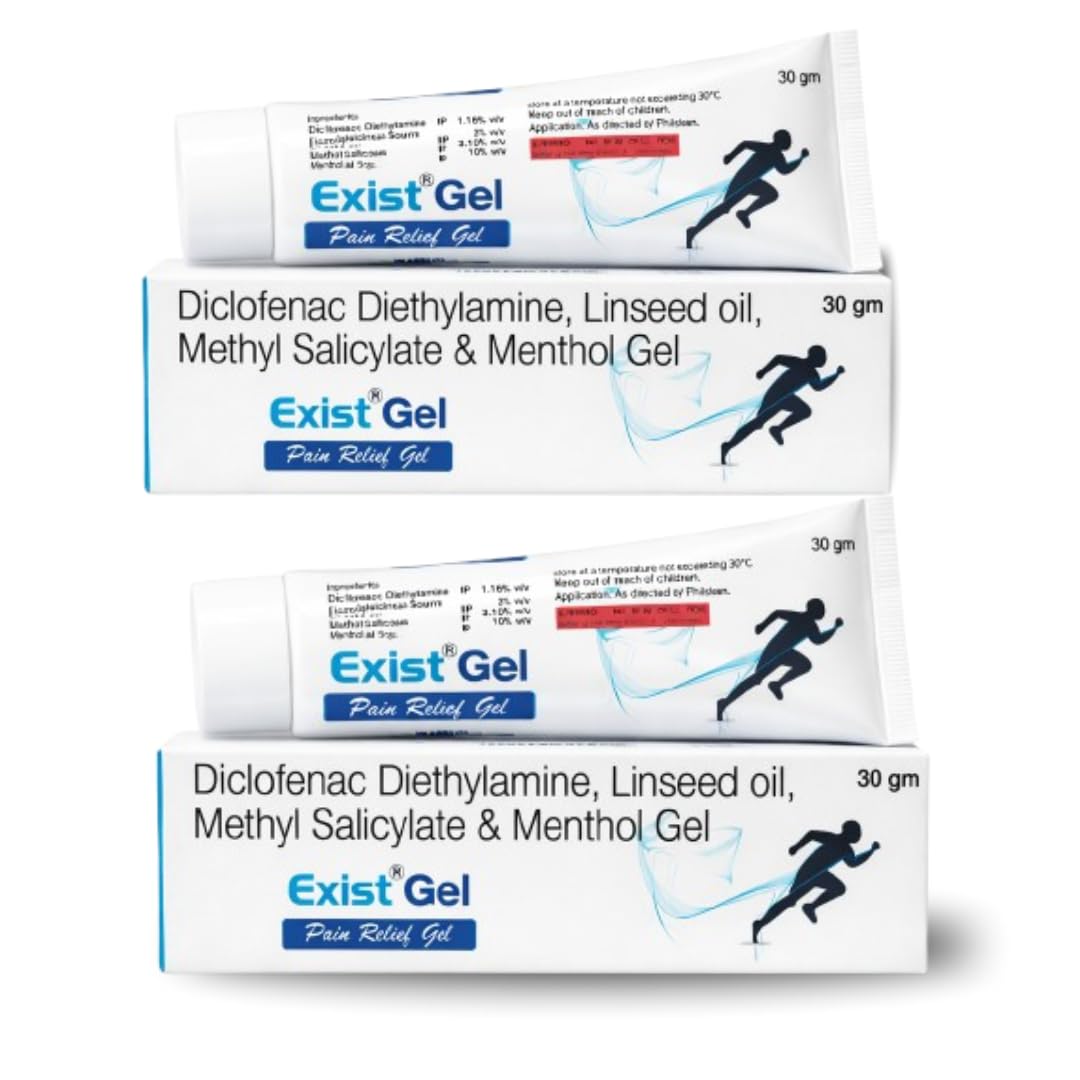 Exist Gel For Power & Fast Relief from Pain - Back, Muscle, Joint, Knee, 30 gm Pack of 2, 60 gm
