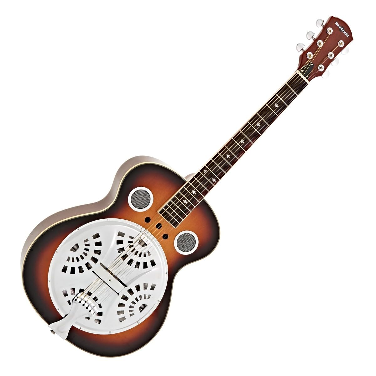 Chitarra Resofonica Manico Arrotondato, Corpo Sunburst, Gear4music | Ponticello a Ragno dal Design Classico a Cono Singolo, Manico Rotondo Comodo per il Blues, Tono Equilibrato Abete/Sapele