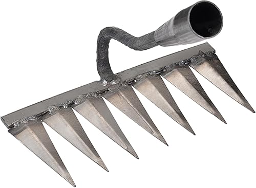 Rastrillo de jardín afilado y duradero, rastrillo de hierro resistente, rastrillo de mano endurecido, rastrillo de mano de acero endurecido para