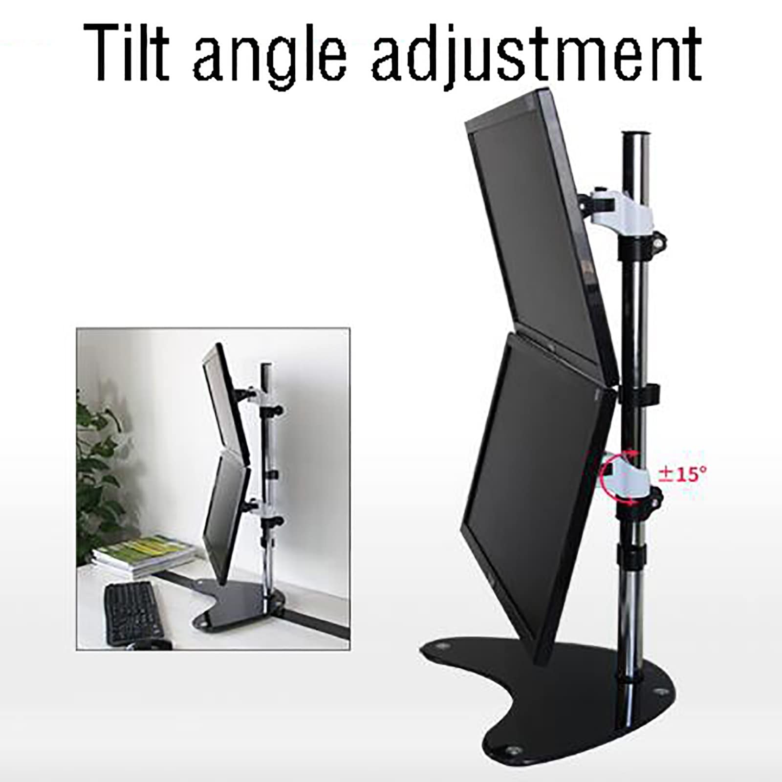 Supporto per TV, altezza regolabile, base telescopica girevole, adatto per TV da 15 a 27 pollici, staffa VESA max 100 x 100 mm