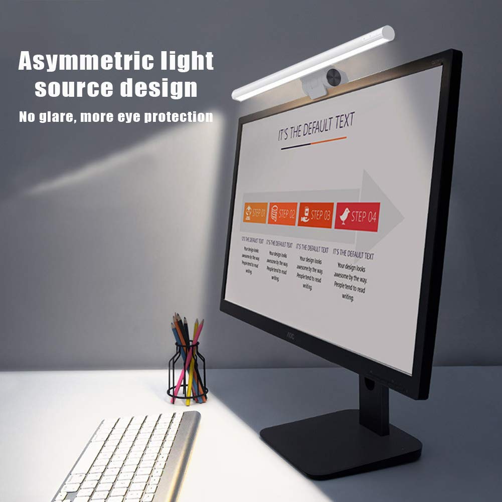 E-Lectura Lámpara LED De Tareas, Alimentación USB Monitor Light Bar, Parpadeo De Ojos-Care Luz Brillo Y 3 Ajuste De Temperatura De Color, para Los Niños, Staffs Oficina Y Estudiantes,Negro