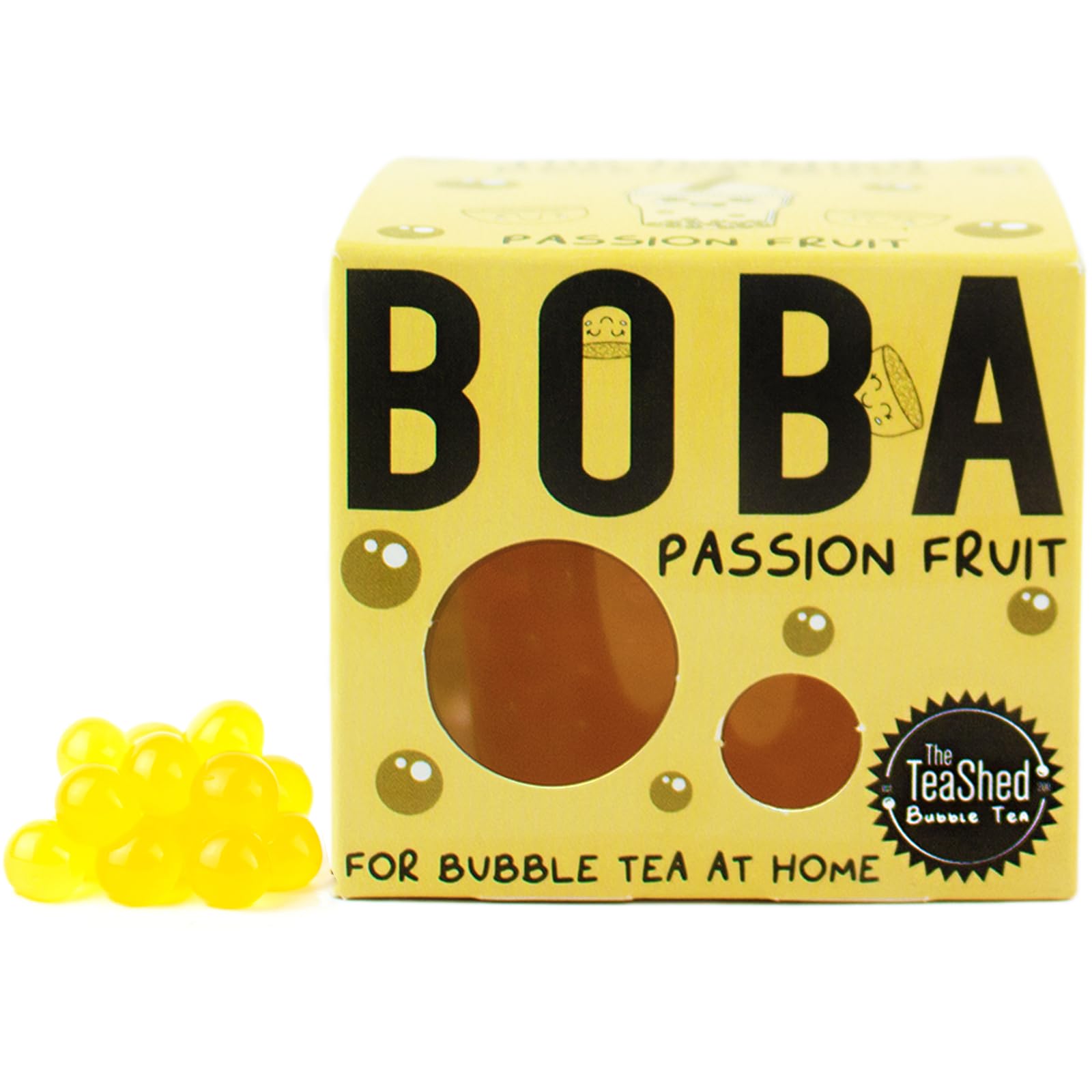 Passion Fruit Juice Filled Popping Boba | Bursting Pearls for Bubble Tea and Dessert Toppings | 150g 3 Servings | Vegan | By THE TEASHED