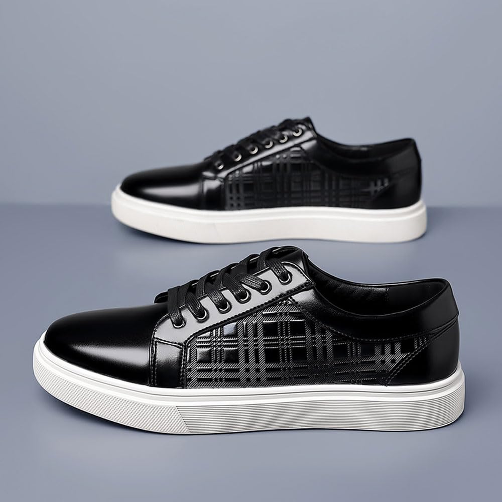 MANLADUO Zapatillas de deporte para hombre, informales, estampadas, con diseño de cordones, versátiles y de caña baja para estudiantes