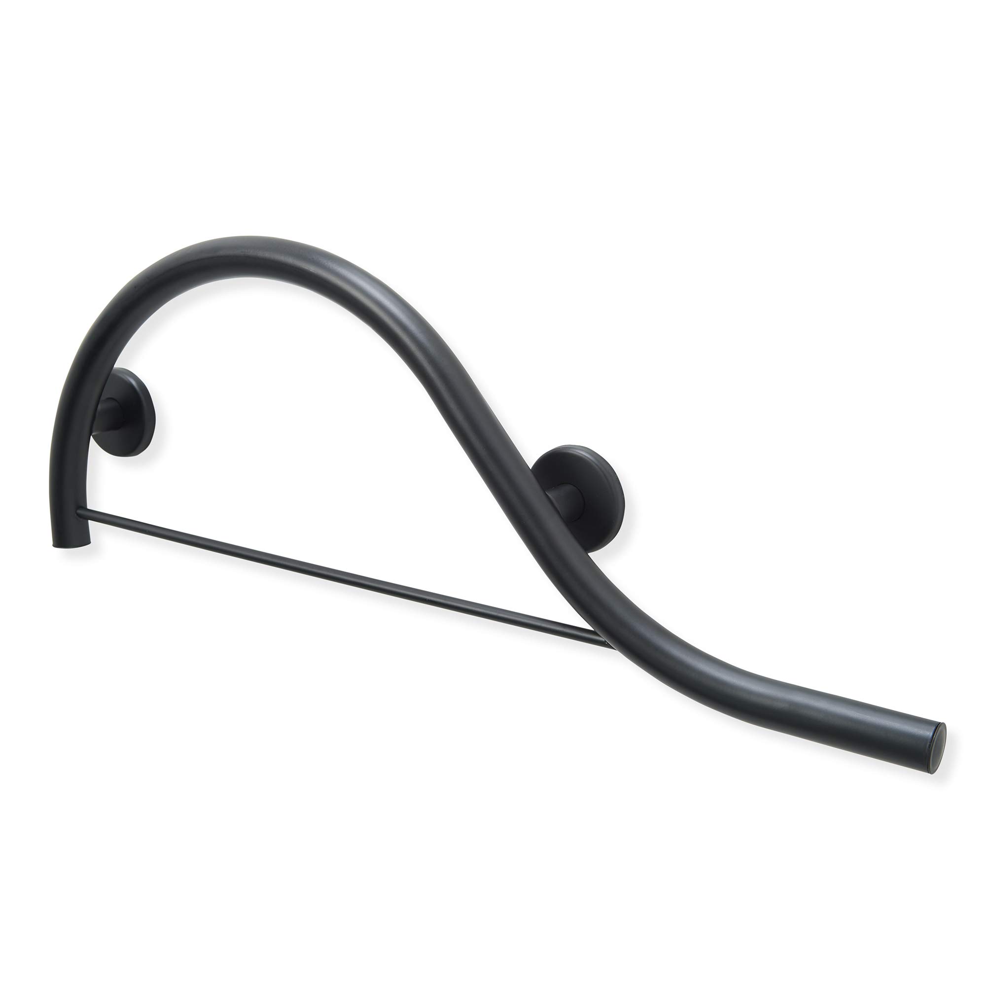 Grab Bar Towel Holder - ADA Safety Handrail/304 Stainless Steel/Right/Matte Black/ 30" x 11"