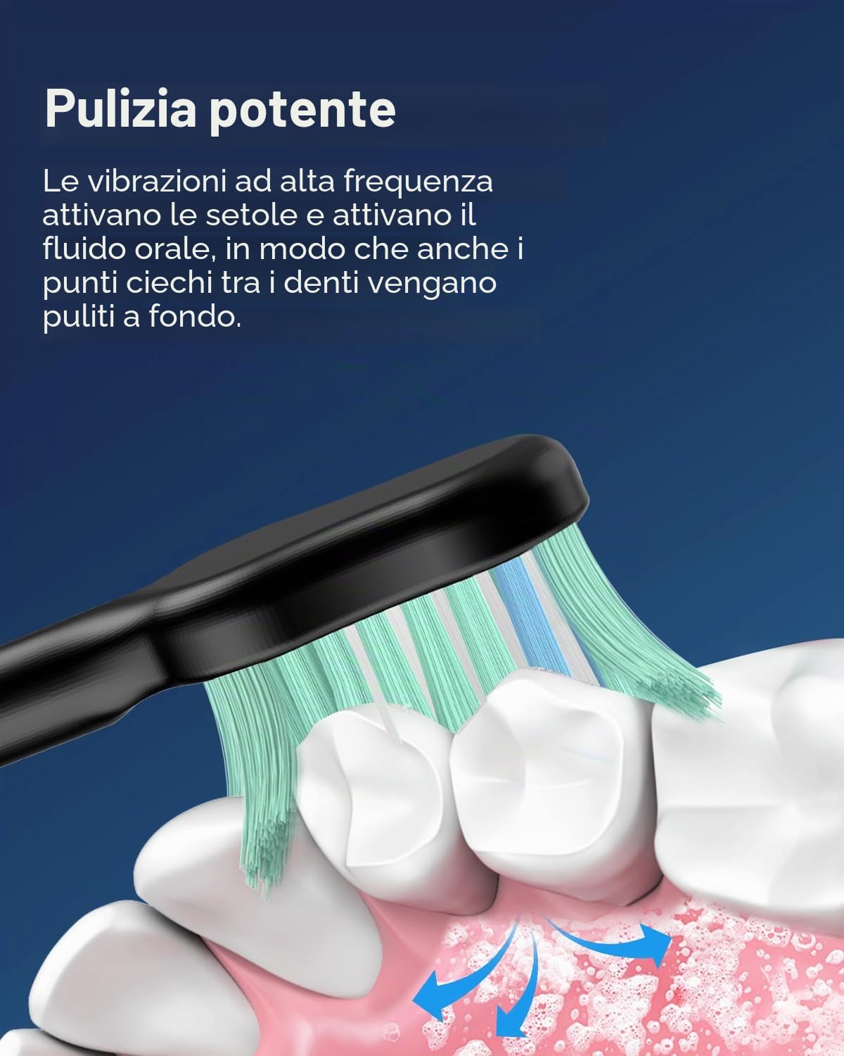 Spazzolino da denti elettrico sonico per adulti e bambini, 5 modalità di pulizia, 3 livelli di intensità, timer incorporato, 8 testine incluse, custodia da viaggio, nero