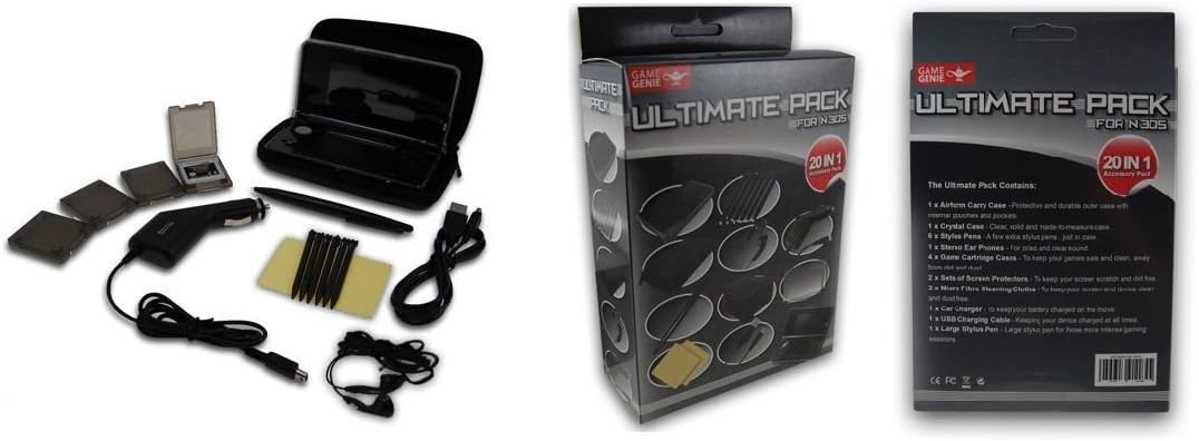 3DS Accessories, 20-in-1 ULTIMATE PACK - 20 Piece Accessory Set for Nintendo 3DS (Travel Case for Console, Cases for Games Cartrdiges, Screen Protectors, Stylus Pens, Charging Cables, and more…)