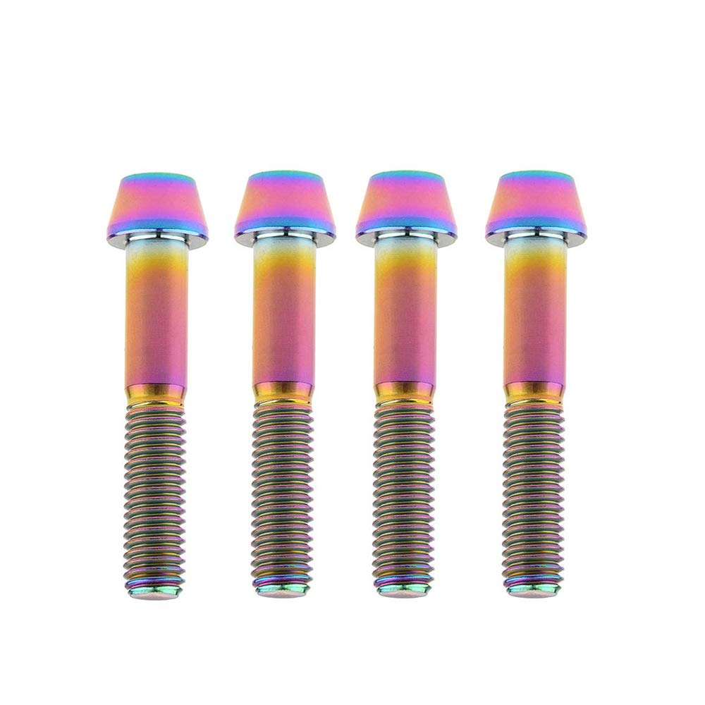 Yaruijia Titanium Bolt M8x15 20 25 30 35 40 45 50mm DIN912 Taper Head Allen Screw Pitch 1.25mm Pack of 4 (M8x50mm, Rainbow)