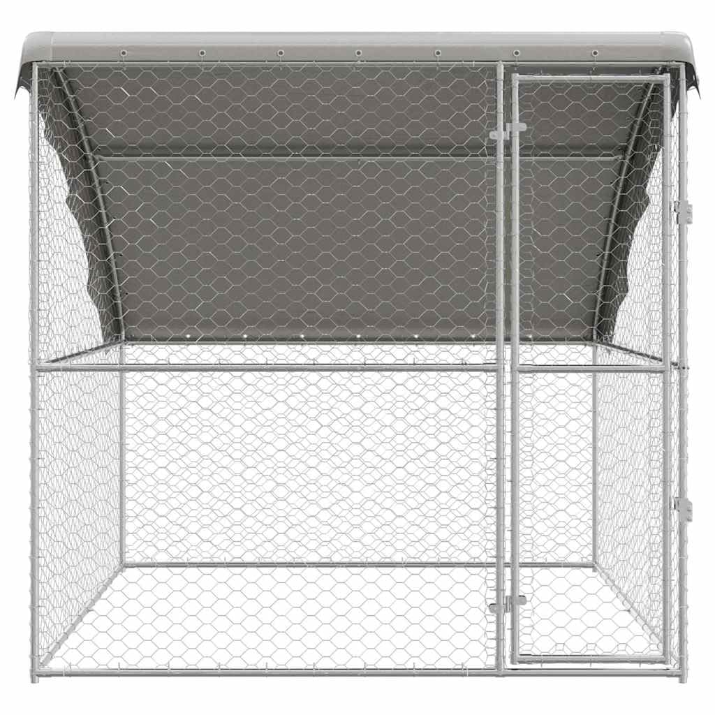 Jaula para perros de acero galvanizado con almacenamiento, 2 x 2 x 2 m, jaula protectora plateada para jardín y exterior, parque seguro para cachorros y perros, plegable, ampliable, resistente