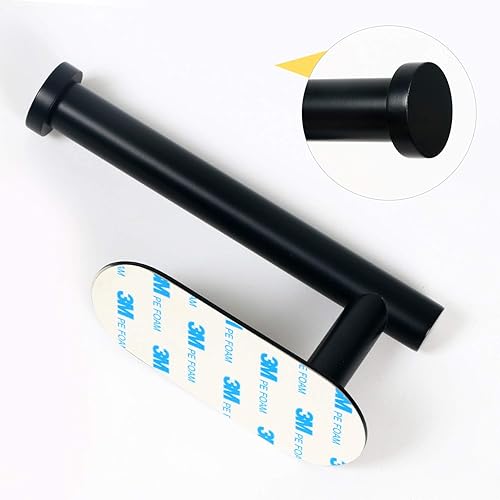 Miniatura 3 de HouseAid Soporte de papel higiénico autoadhesivo para baño, soporte para rollo de papel higiénico de acero inoxidable, sin perforaciones, negro mate