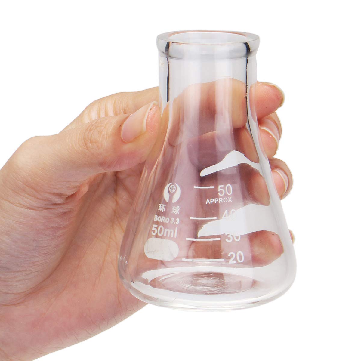 Fiole Erlenmeyer En Verre Borosilicaté - 50 Ml - Résistante à La Chaleur - Graduations Précises - Pour Labo, école, Expériences Chimie - 7